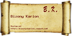 Bizony Karion névjegykártya